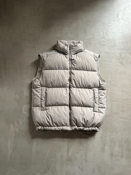 BEIGE NIKE PUFFER VEST - 2000S - L