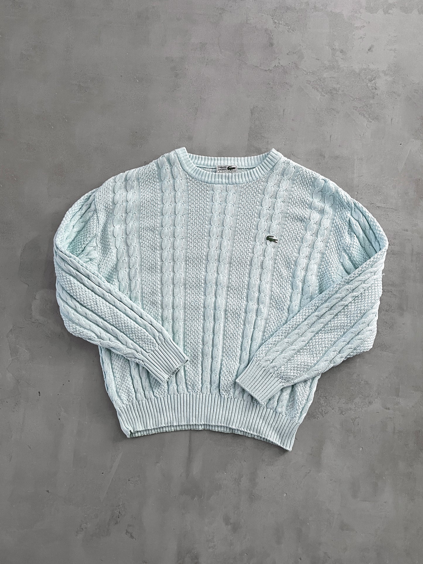 BABY BLUE LACOSTE KNIT - 1990S - L/M
