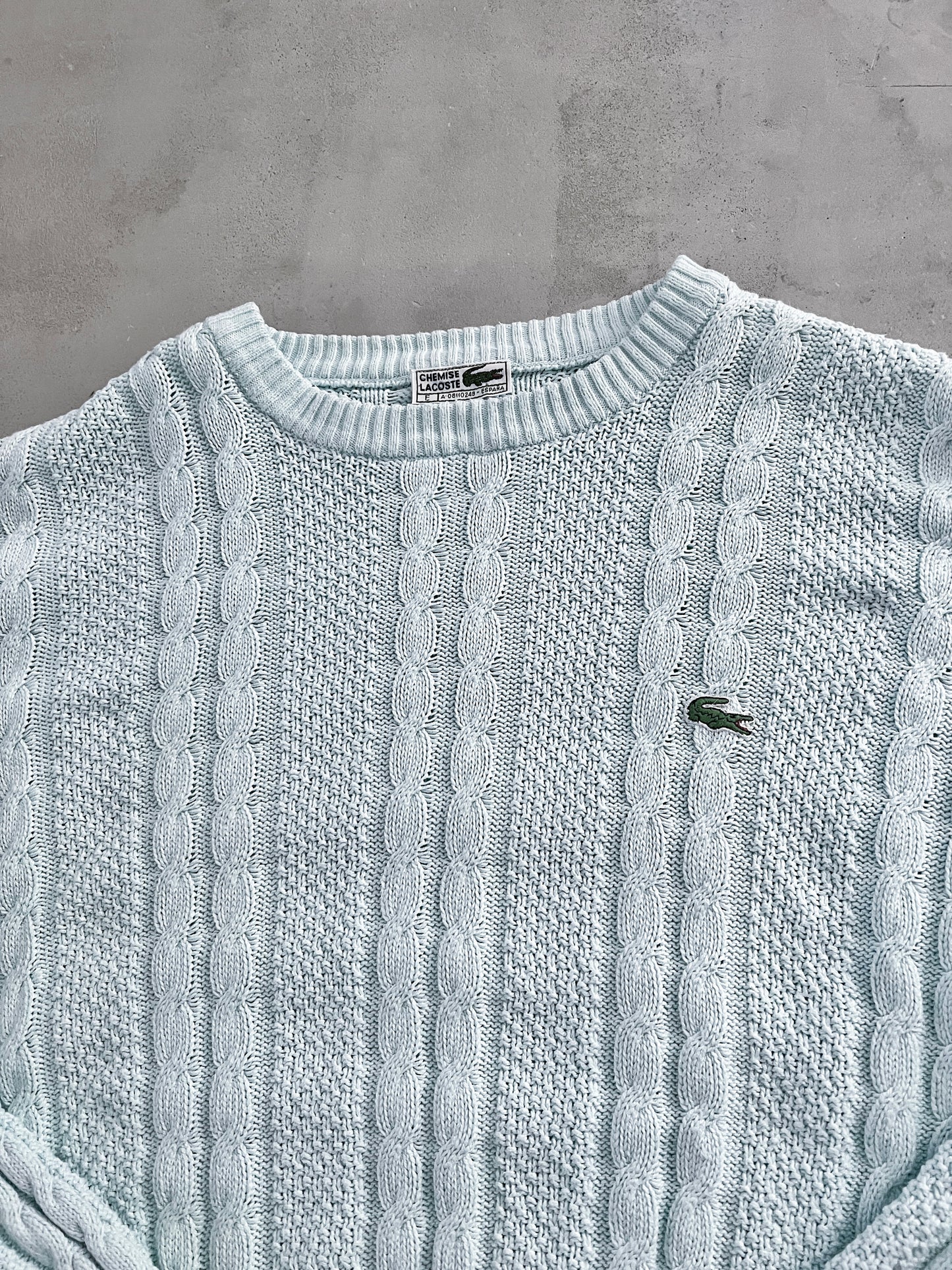 BABY BLUE LACOSTE KNIT - 1990S - L/M