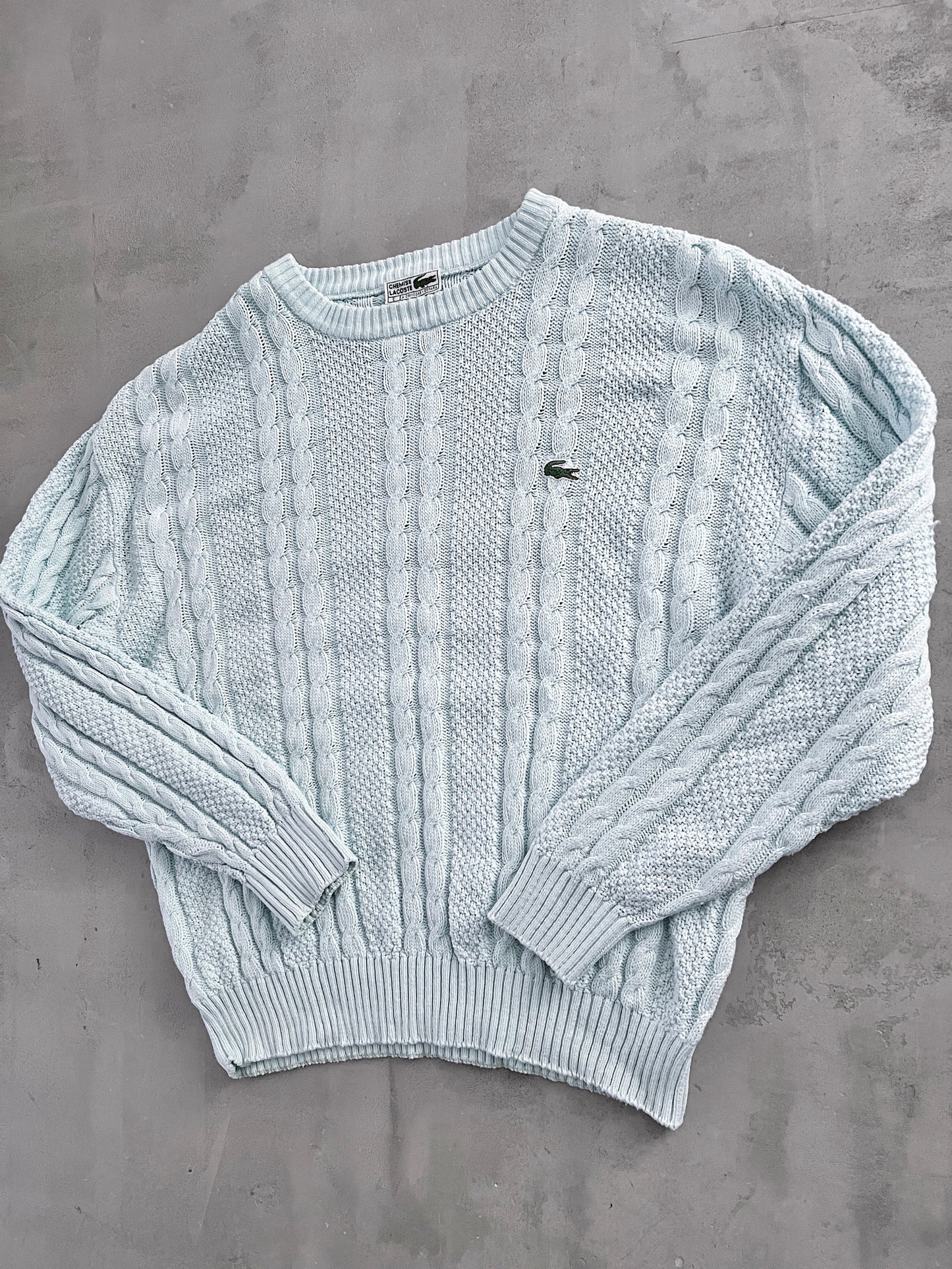 BABY BLUE LACOSTE KNIT - 1990S - L/M