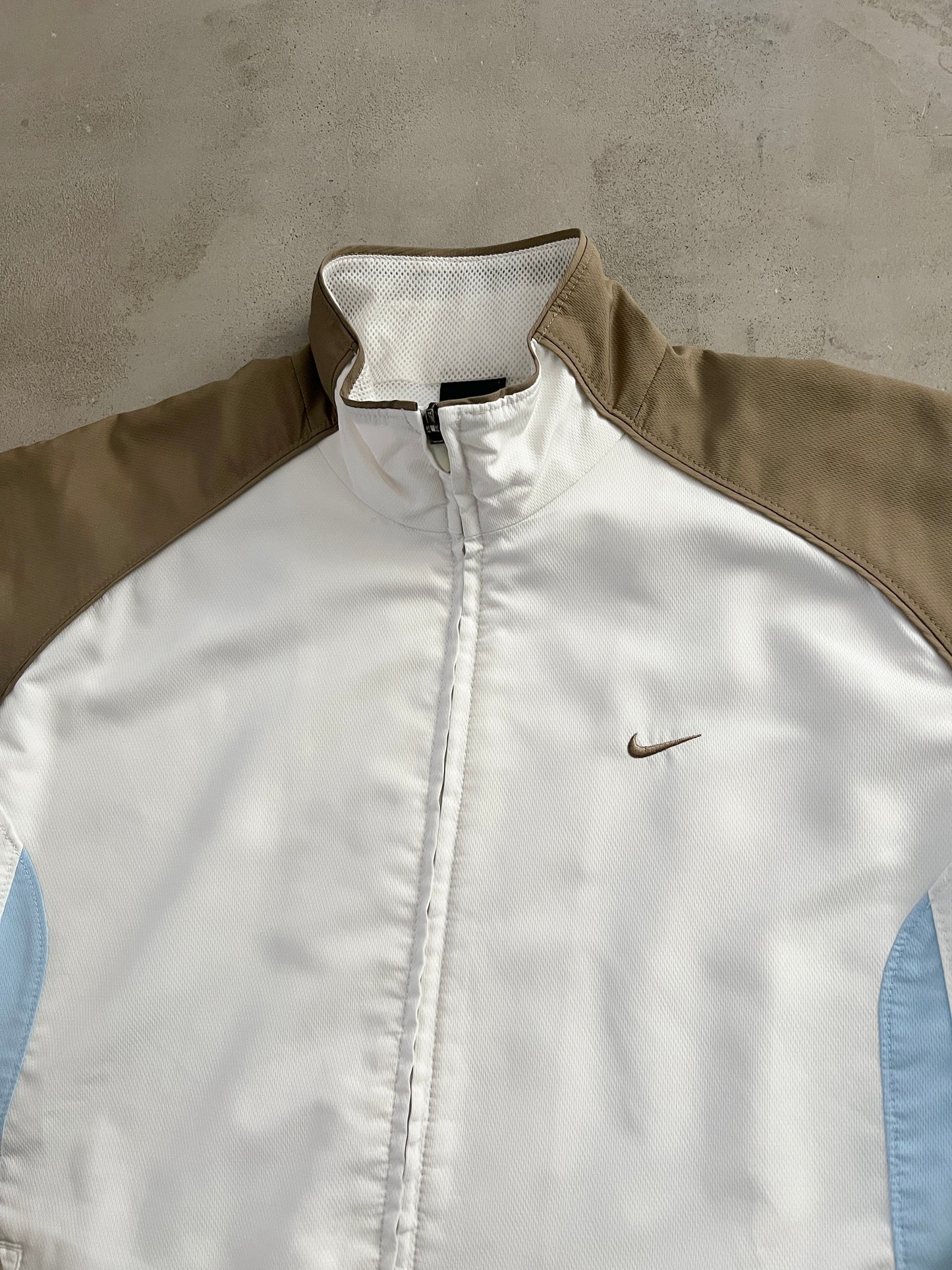 MOCHA/WHITE NIKE JACKET - 2000S - L/M