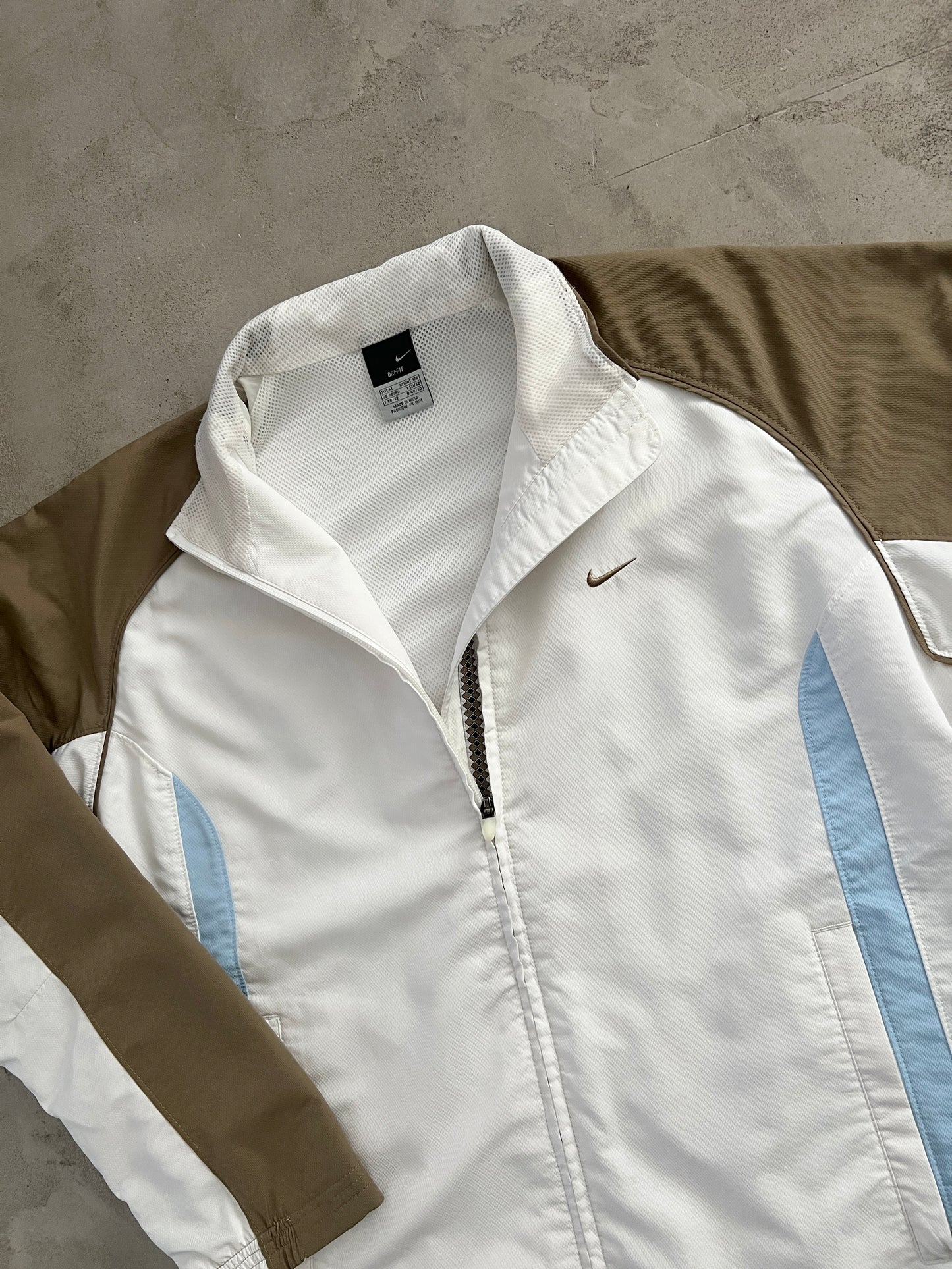 MOCHA/WHITE NIKE JACKET - 2000S - L/M