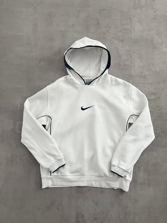 WHITE/NAVY NIKE HOODIE - 2000S - L