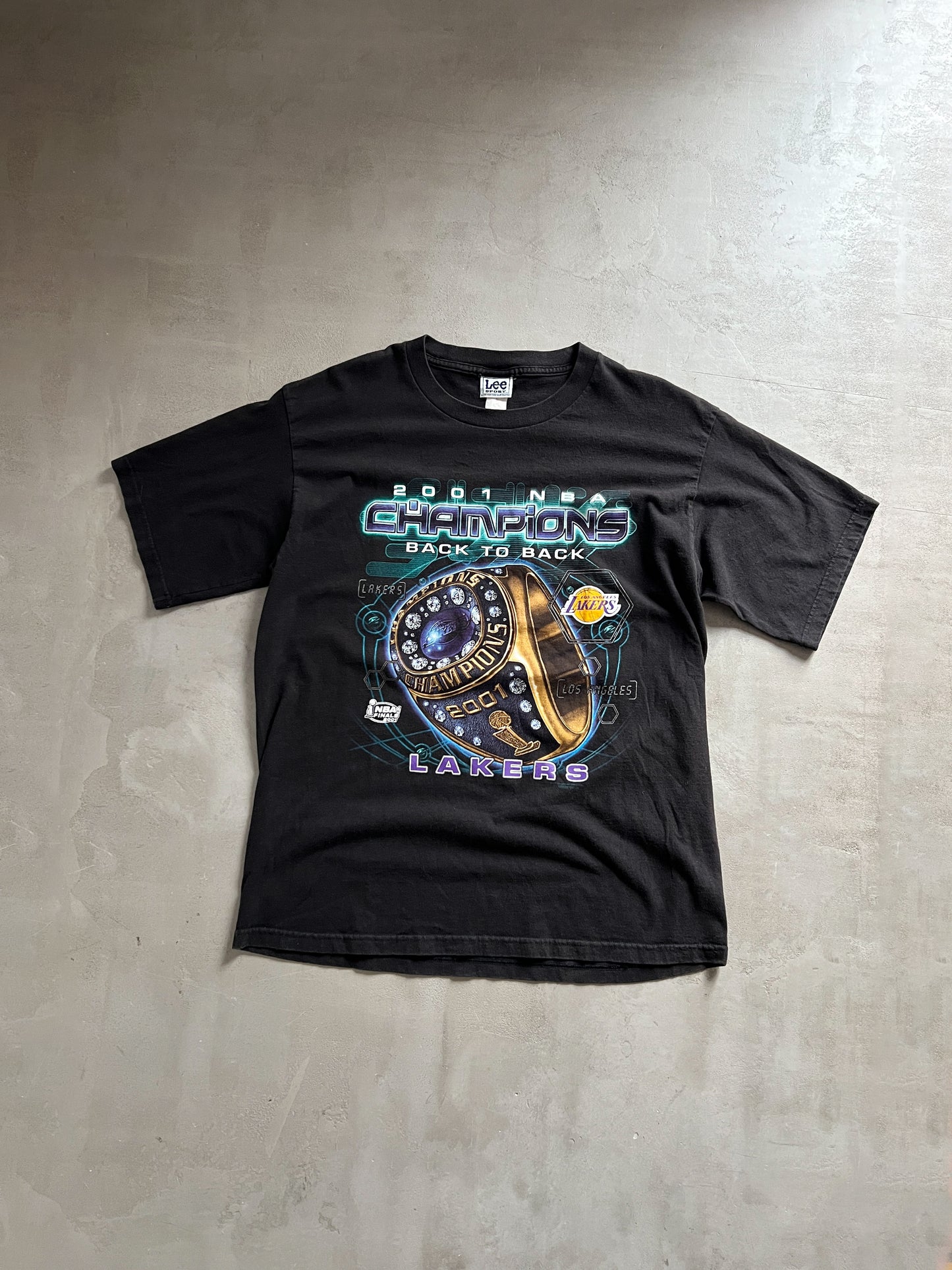 BLACK LA LAKERS CHAMPIONSHIP TEE - 2001 - XL