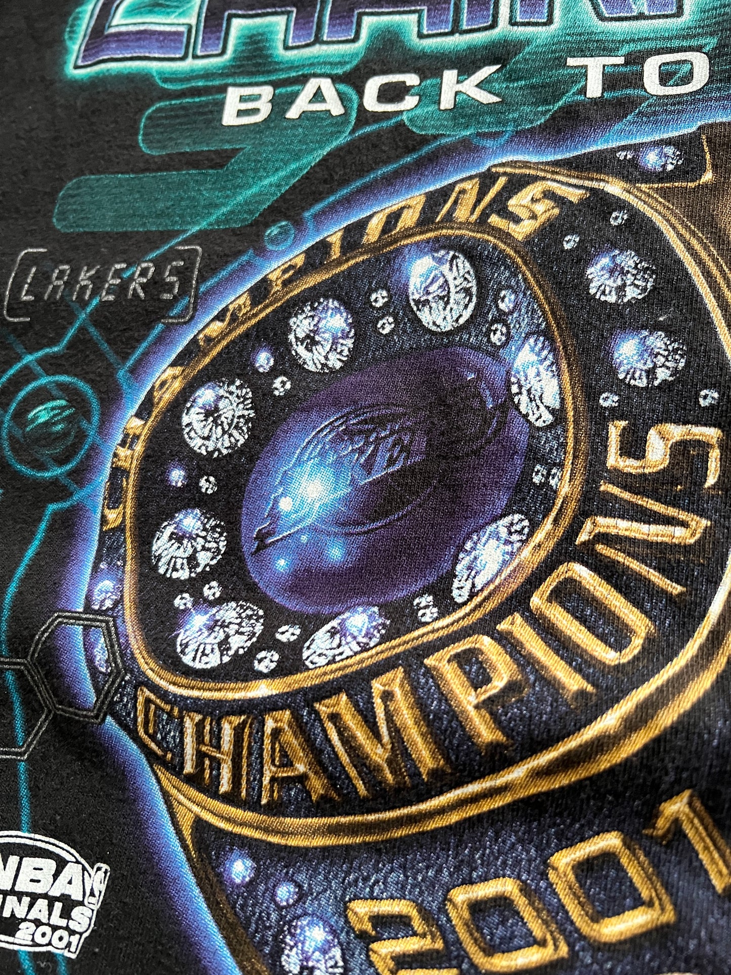 BLACK LA LAKERS CHAMPIONSHIP TEE - 2001 - XL