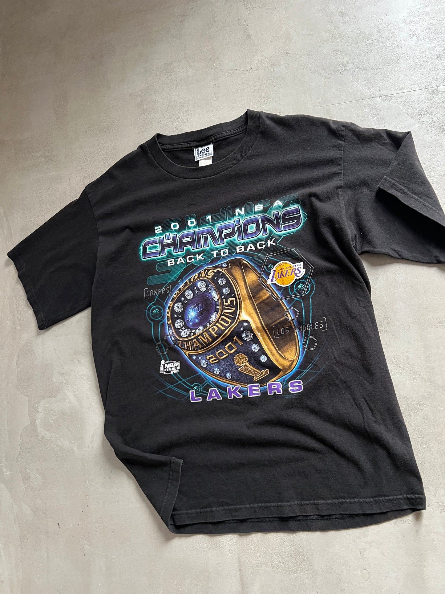 BLACK LA LAKERS CHAMPIONSHIP TEE - 2001 - XL