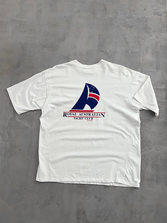 WHITE YACHT CLUB TEE - 1990S - XL/L