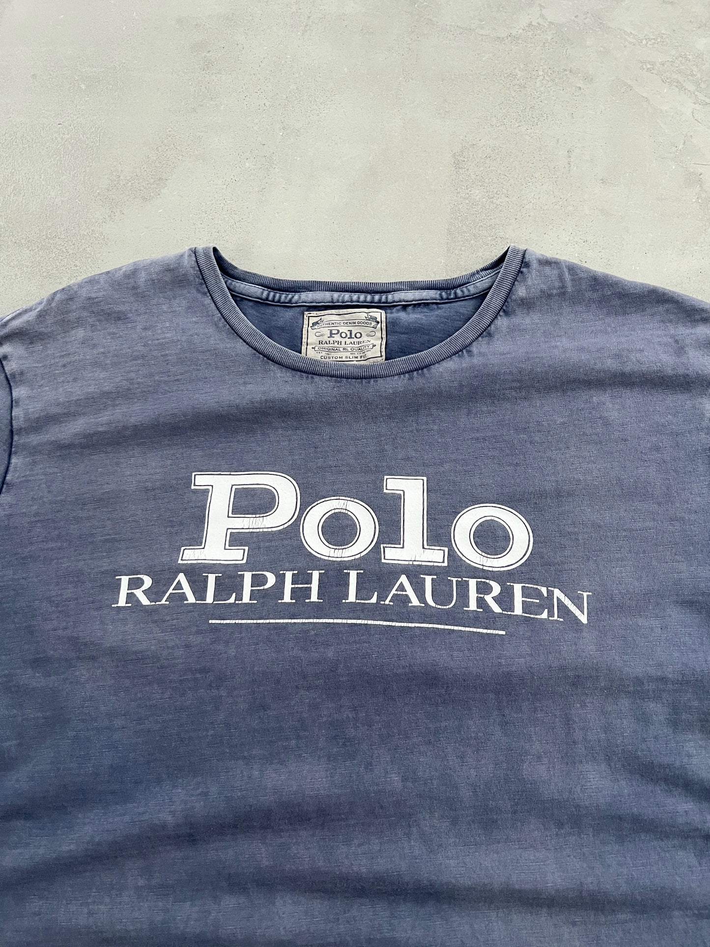 FADED NAVY POLO RALPH LAUREN TEE - 1990S - XL