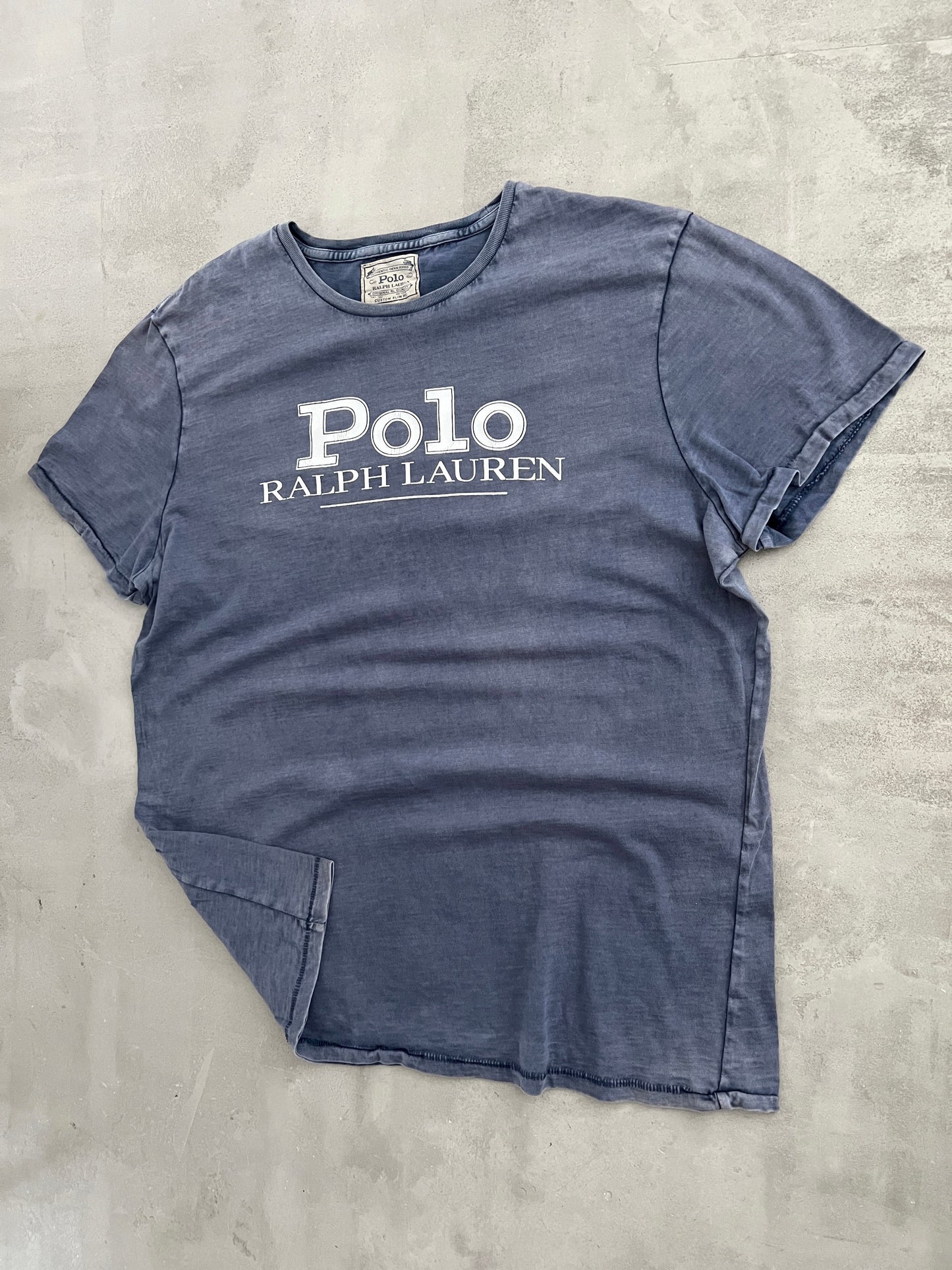 FADED NAVY POLO RALPH LAUREN TEE - 1990S - XL