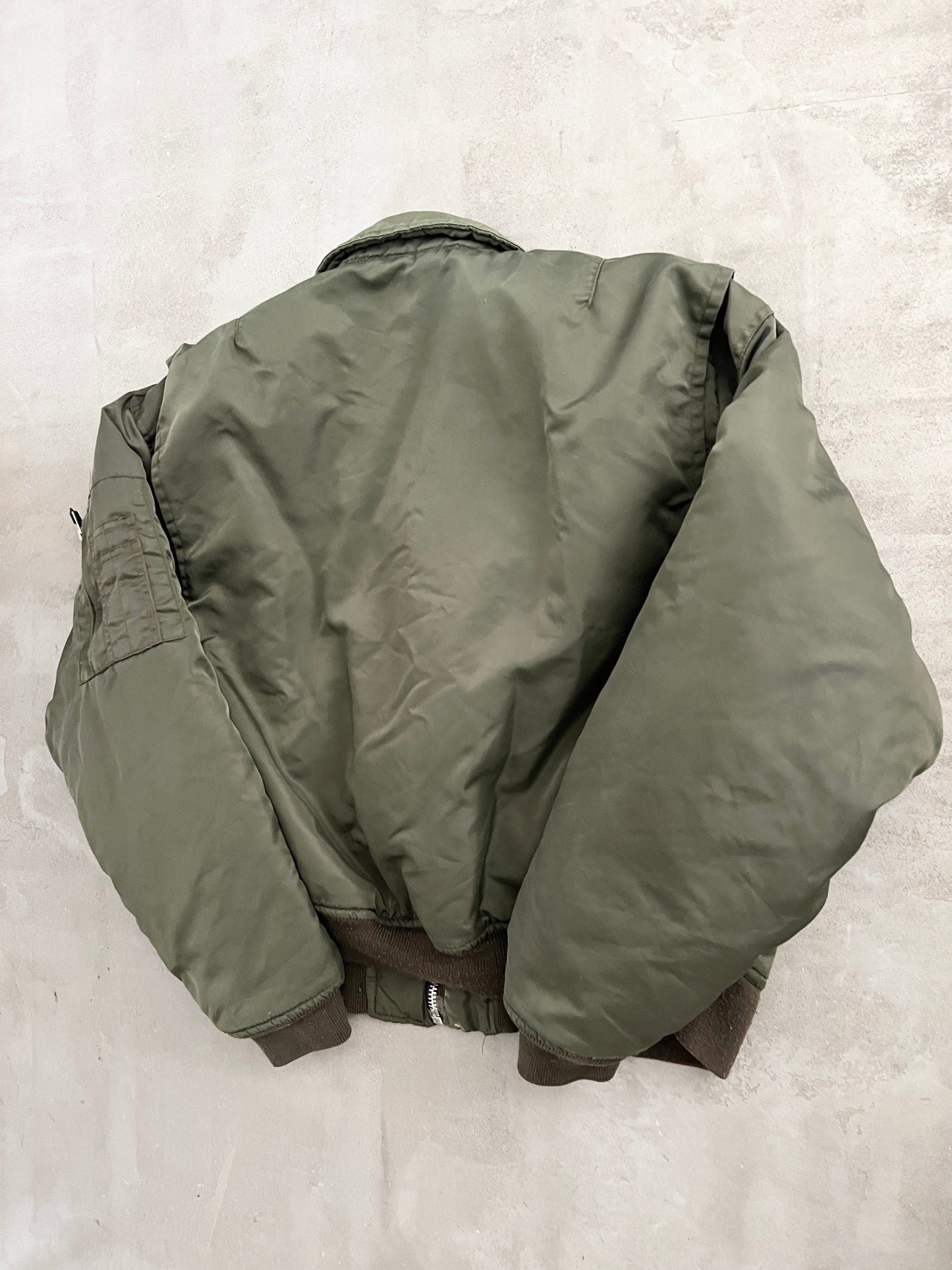 KHAKI SCOTT ARMY BOMBER JACKET - 1990S - S/XS