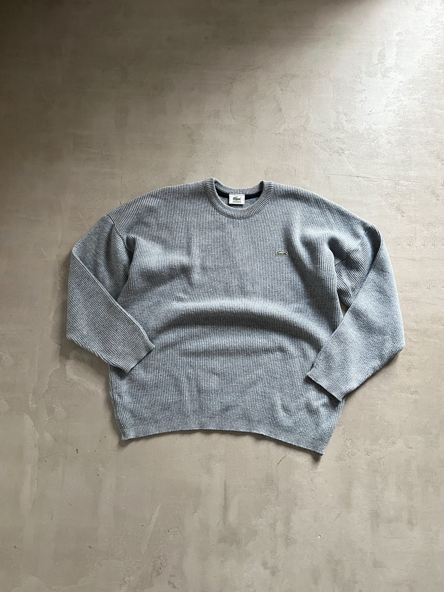 SLATE BLUE LACOSTE KNIT SWEATER - 2000S - M