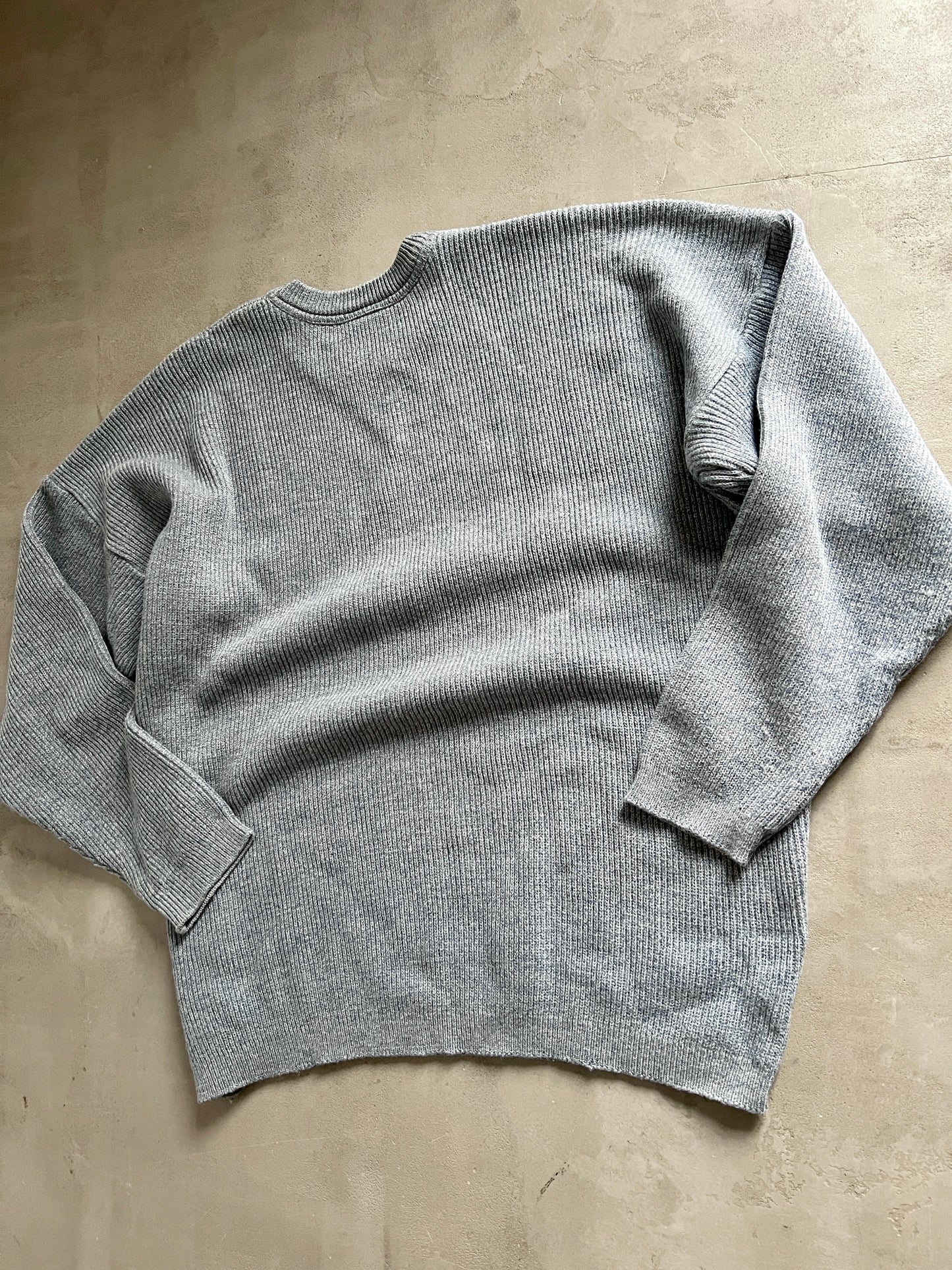 SLATE BLUE LACOSTE KNIT SWEATER - 2000S - M