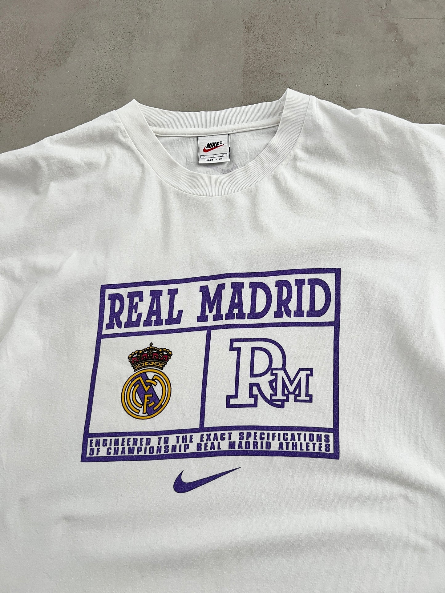 WHITE REAL MADRID NIKE TEE - 1990S - M