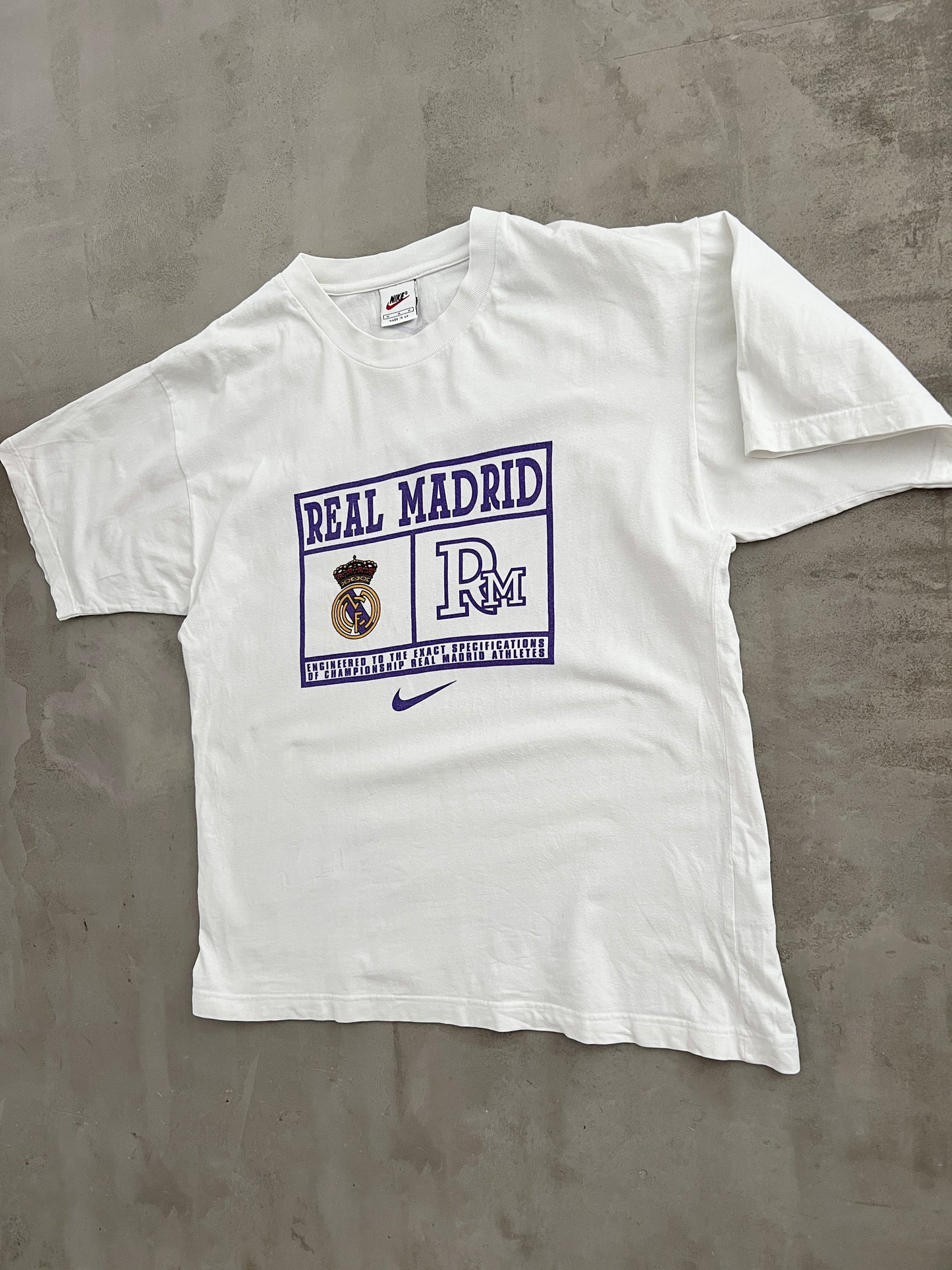 WHITE REAL MADRID NIKE TEE - 1990S - M