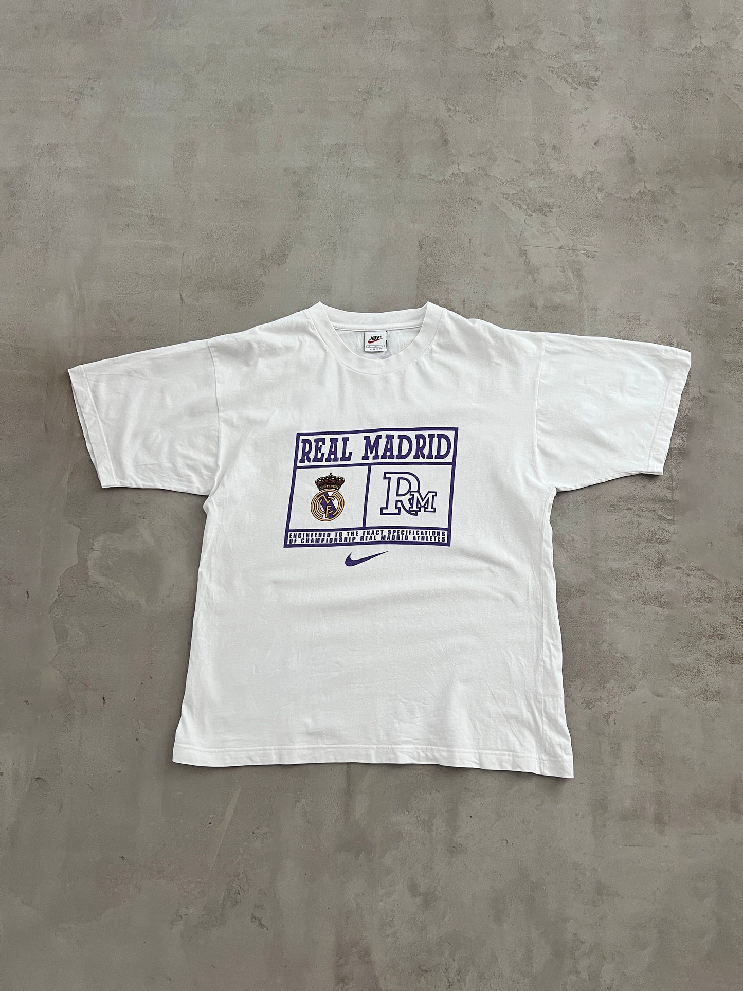 WHITE REAL MADRID NIKE TEE - 1990S - M