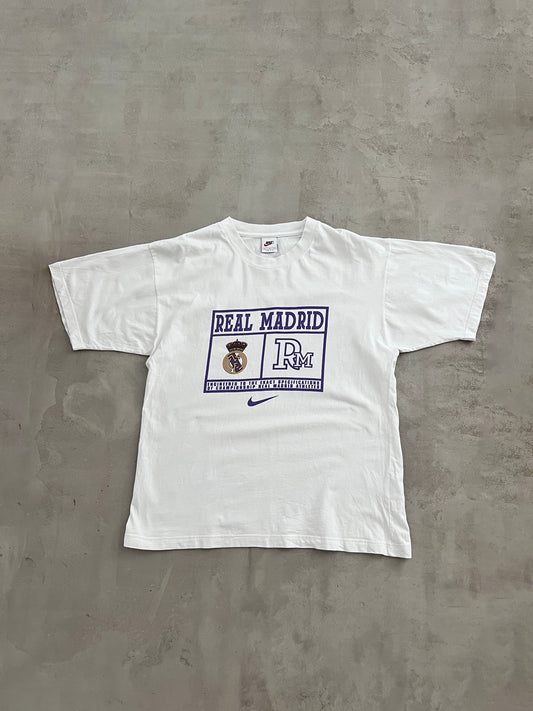 WHITE REAL MADRID NIKE TEE - 1990S - M