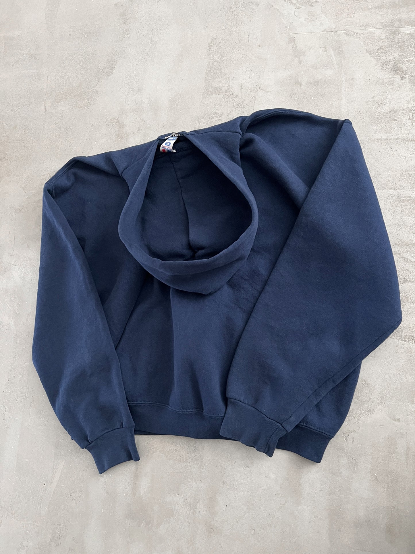 NAVY YANKEES RUSSELL ZIP UP HOODIE - 1990S - L