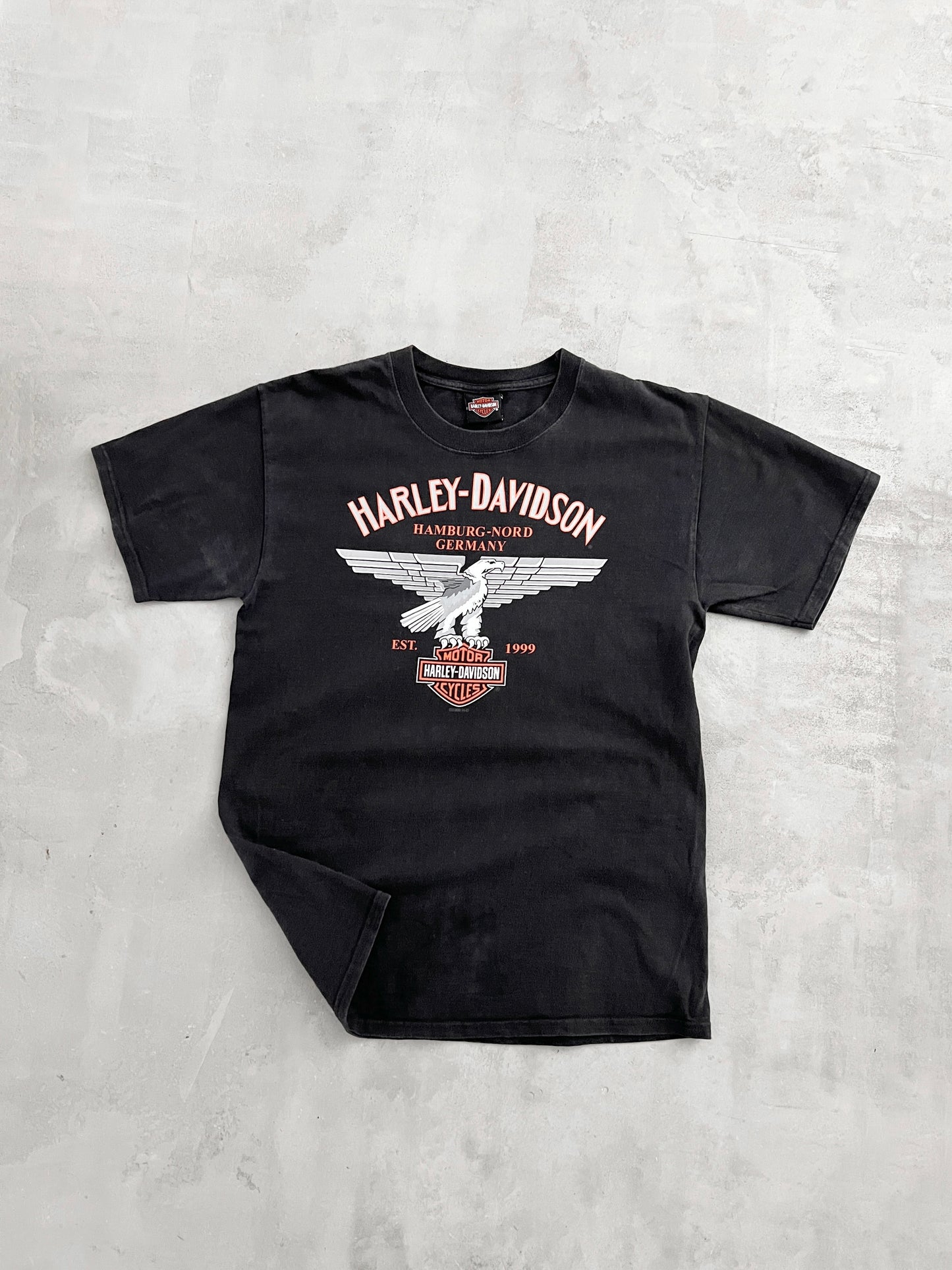 BLACK HARLEY DAVIDSON TEE - 1990S - M/L
