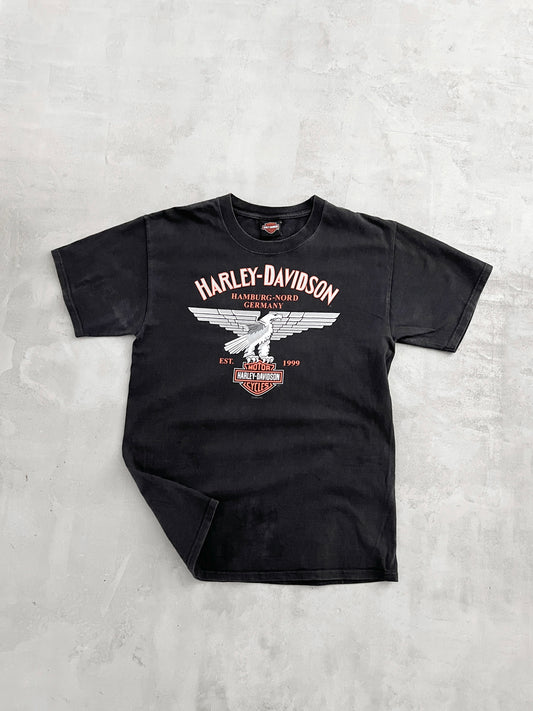 BLACK HARLEY DAVIDSON TEE - 1990S - M/L