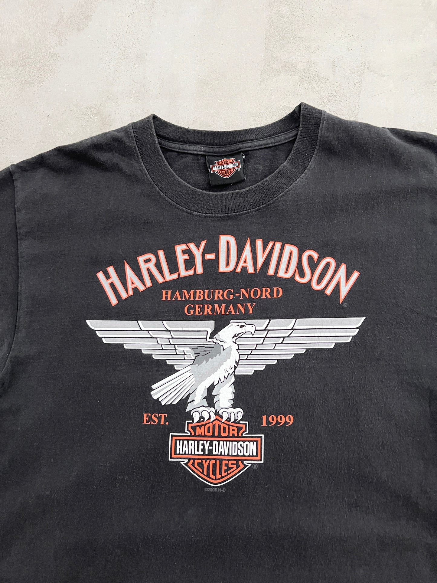 BLACK HARLEY DAVIDSON TEE - 1990S - M/L
