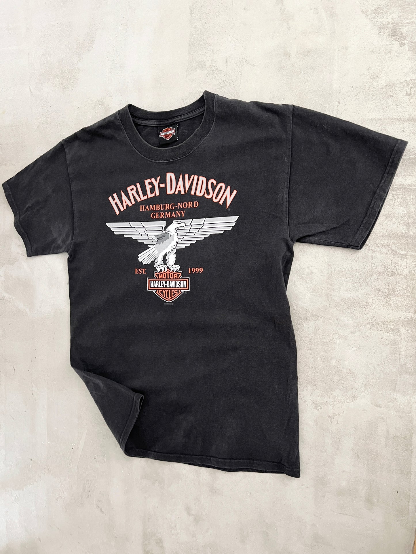 BLACK HARLEY DAVIDSON TEE - 1990S - M/L
