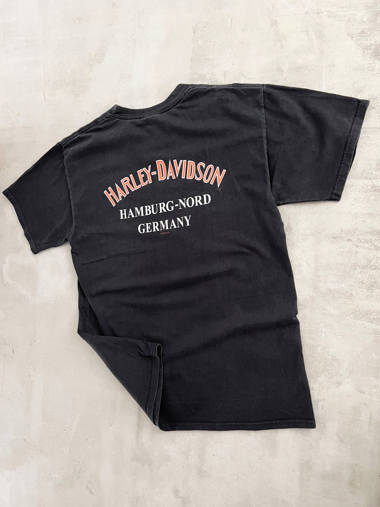 BLACK HARLEY DAVIDSON TEE - 1990S - M/L