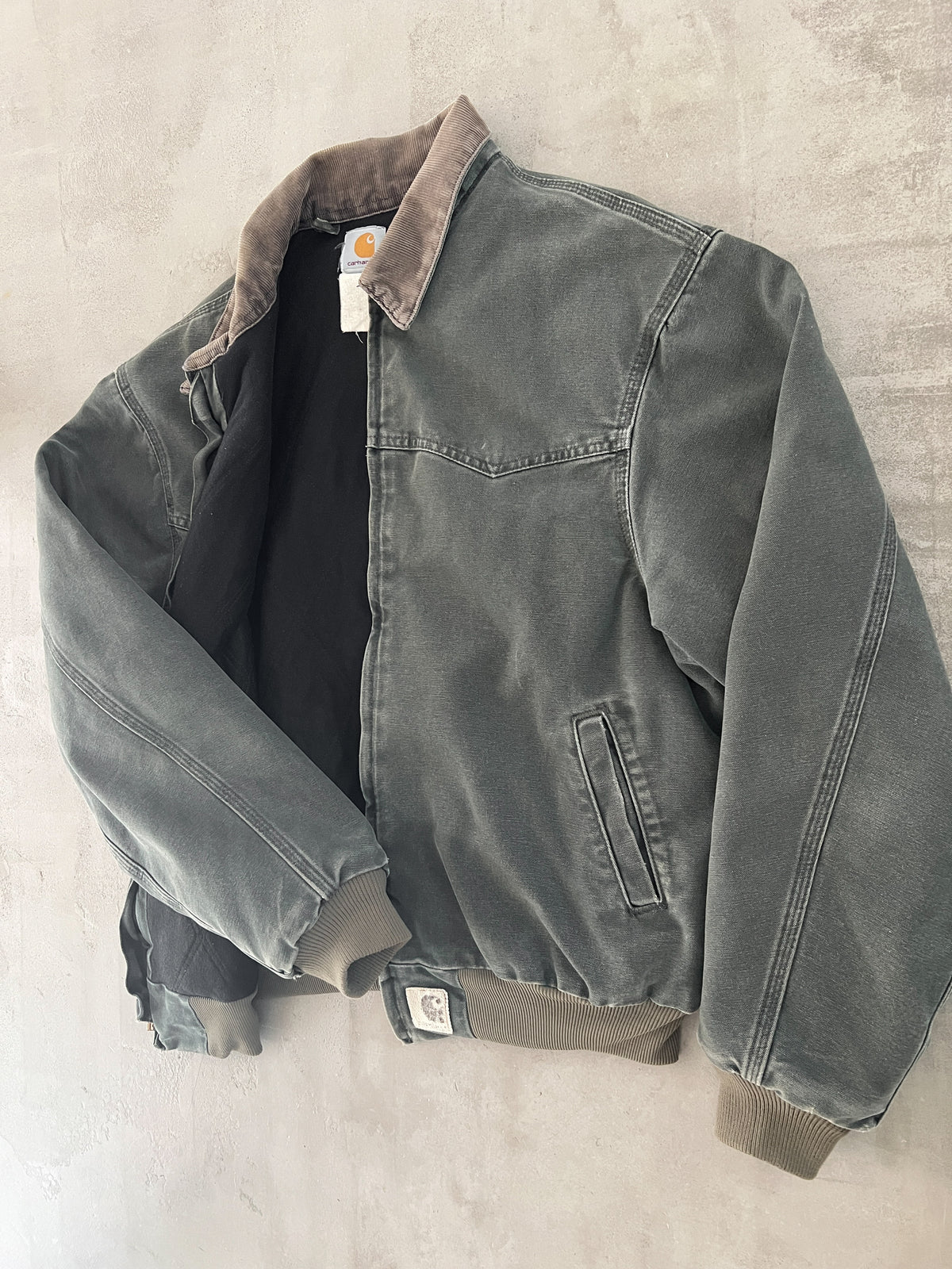FADED GREY CARHARTT DETROIT JACKET - 1990S - L/XL