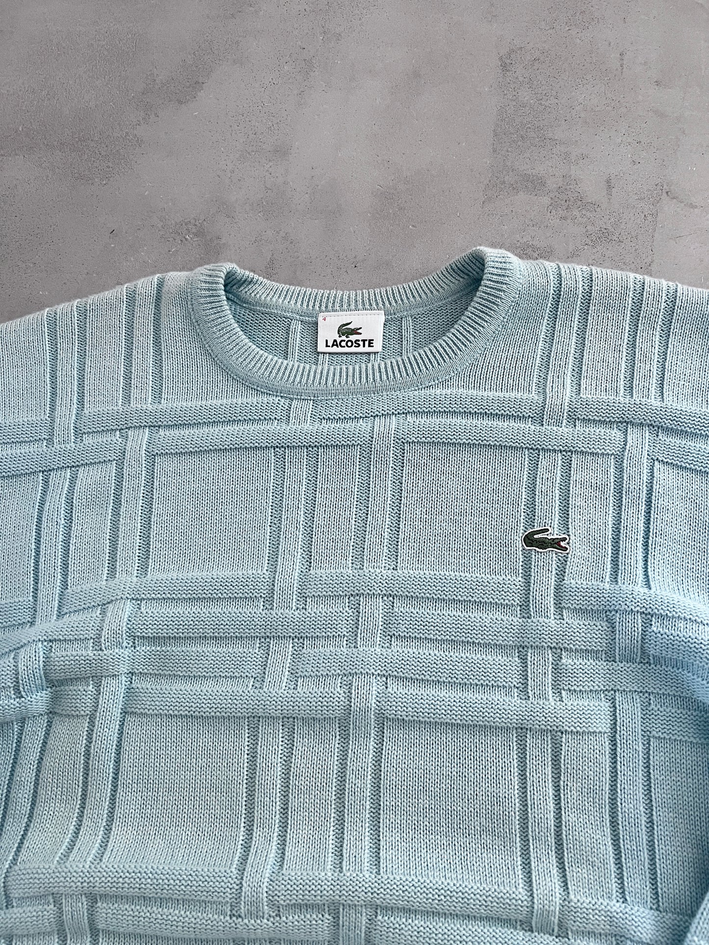 BABY BLUE LACOSTE KNIT SWEATER - 2000S - M