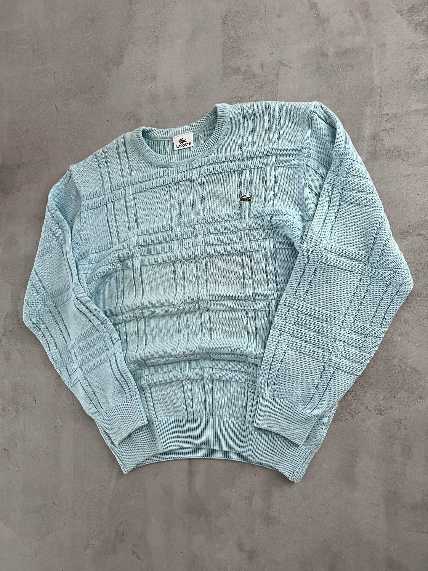 BABY BLUE LACOSTE KNIT SWEATER - 2000S - M