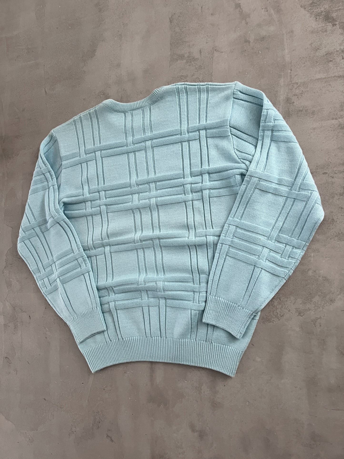 BABY BLUE LACOSTE KNIT SWEATER - 2000S - M