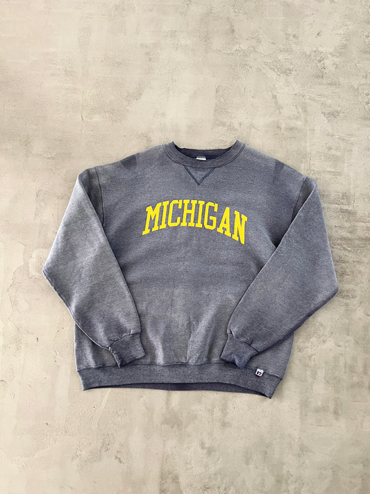 FADED GREY RUSSELL MICHIGAN SWEATER - 1990S - M/L