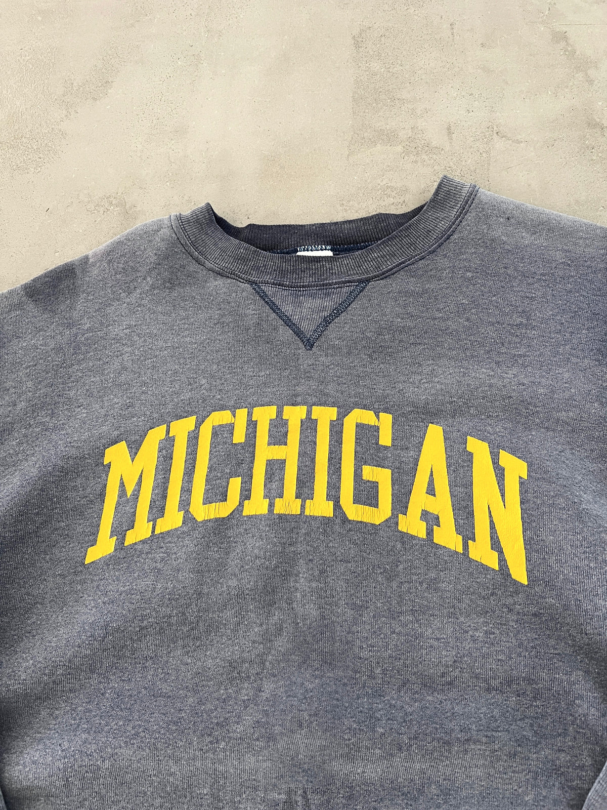 FADED GREY RUSSELL MICHIGAN SWEATER - 1990S - M/L