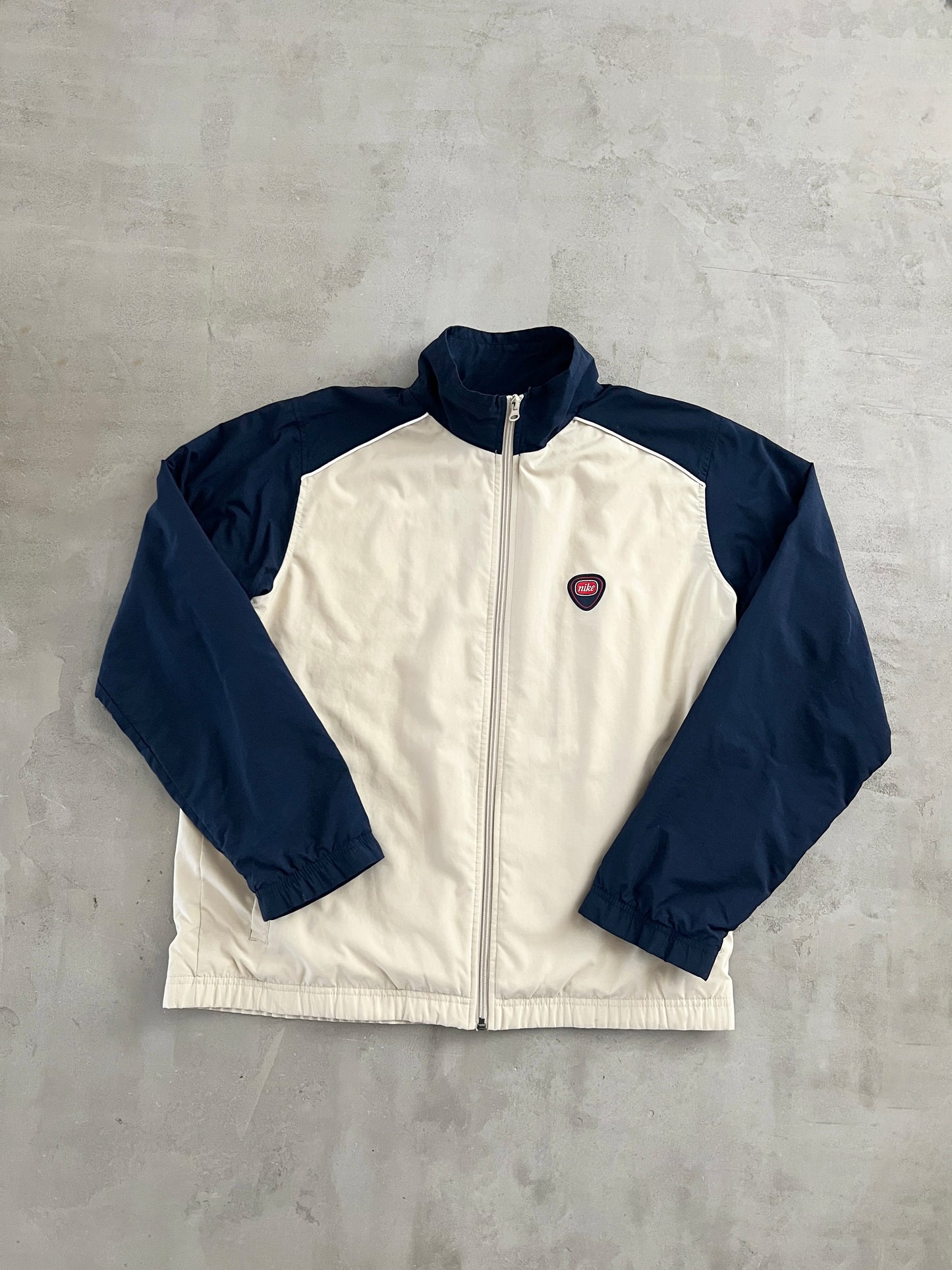 CREME/NAVY NIKE TRACK JACKET - 2000S - M
