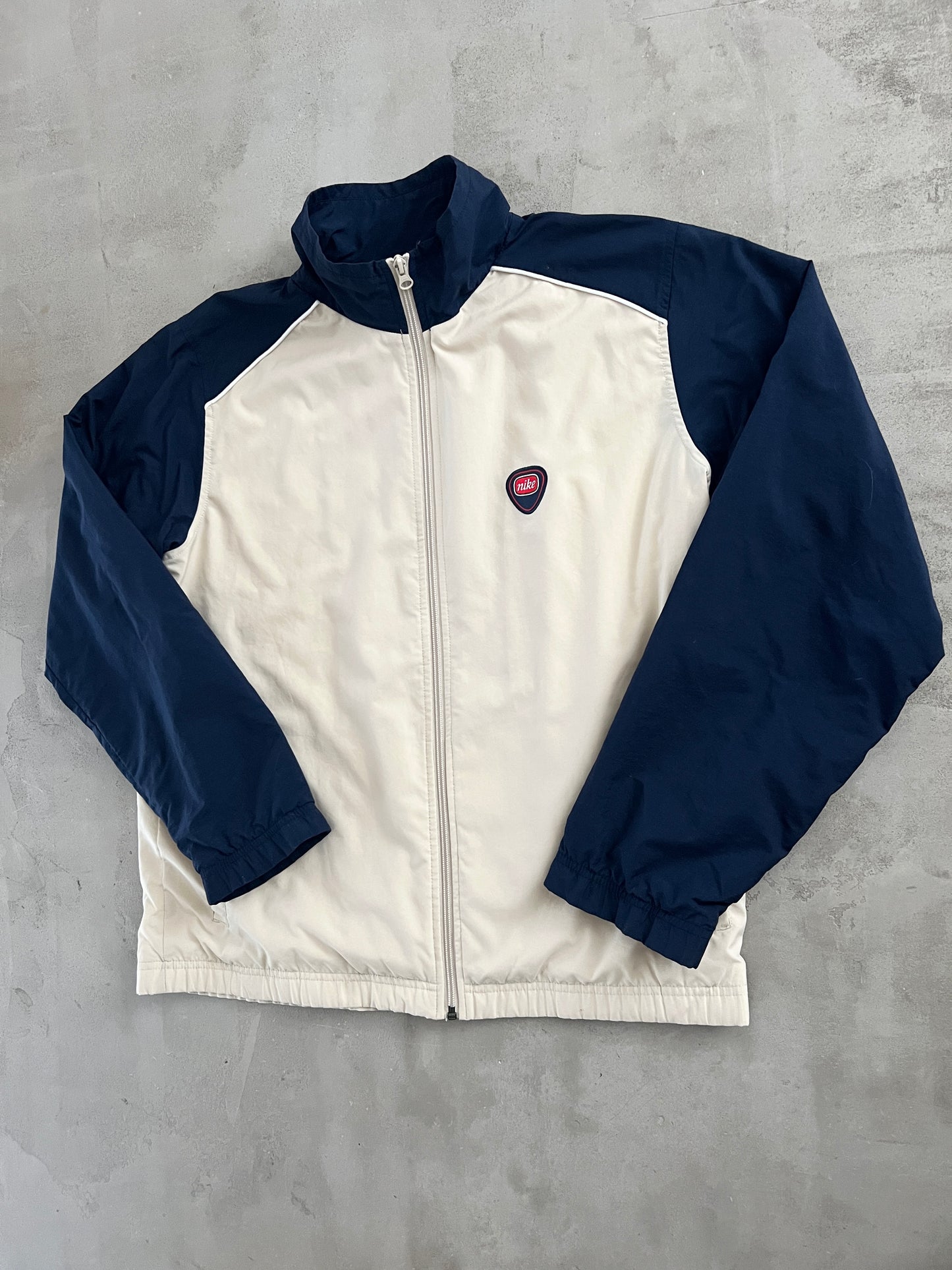 CREME/NAVY NIKE TRACK JACKET - 2000S - M