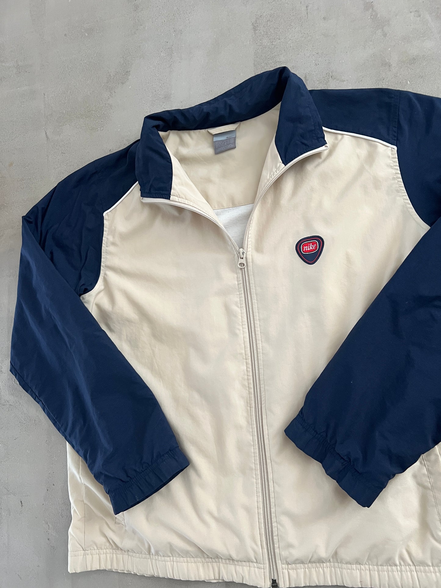 CREME/NAVY NIKE TRACK JACKET - 2000S - M