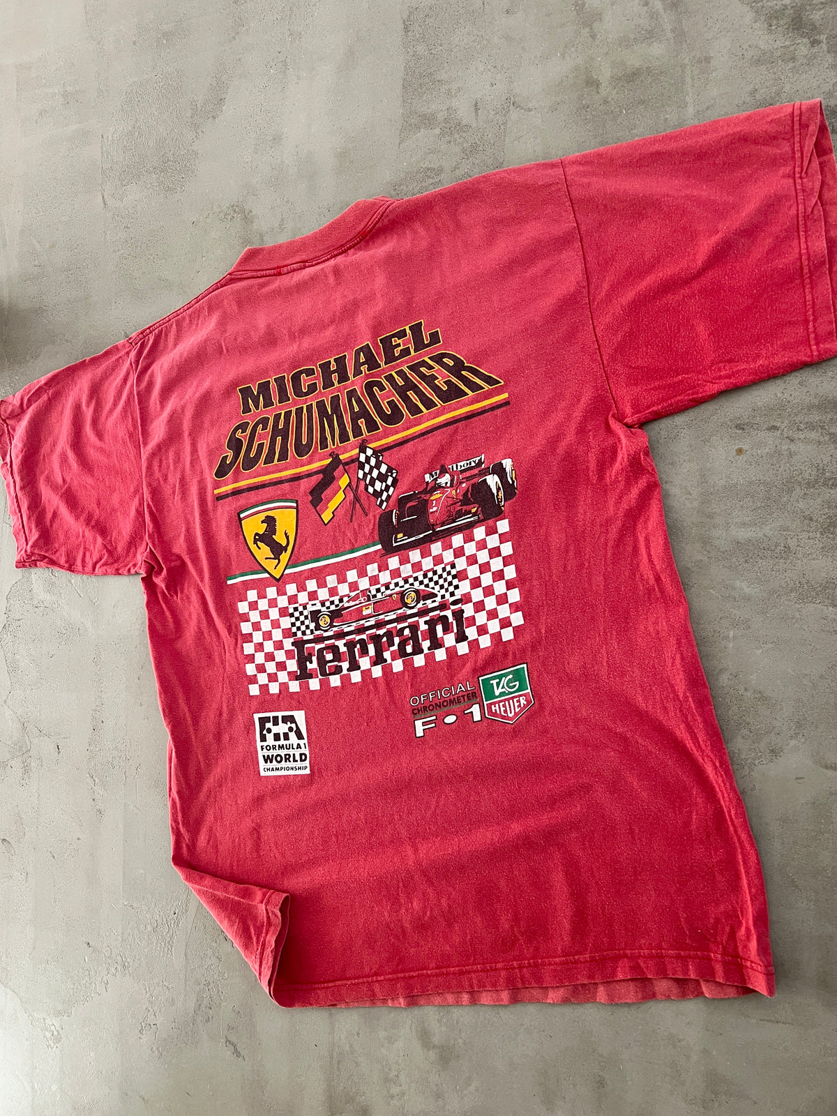 RED MARLBORO FERRARI RACING TEE - 1990S - XL/L