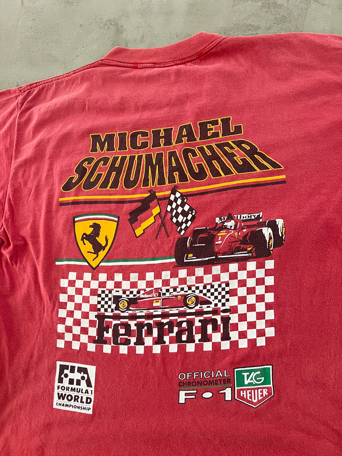 RED MARLBORO FERRARI RACING TEE - 1990S - XL/L