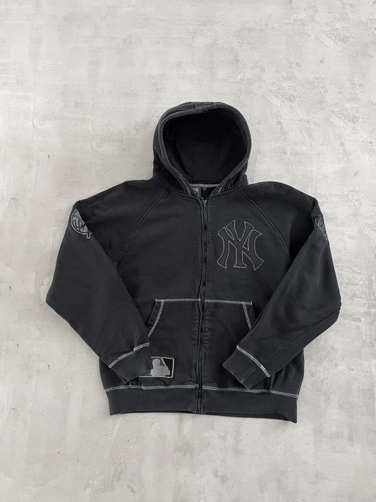 BLACK YANKEES MLB ZIP UP HOODIE - 2000S - M