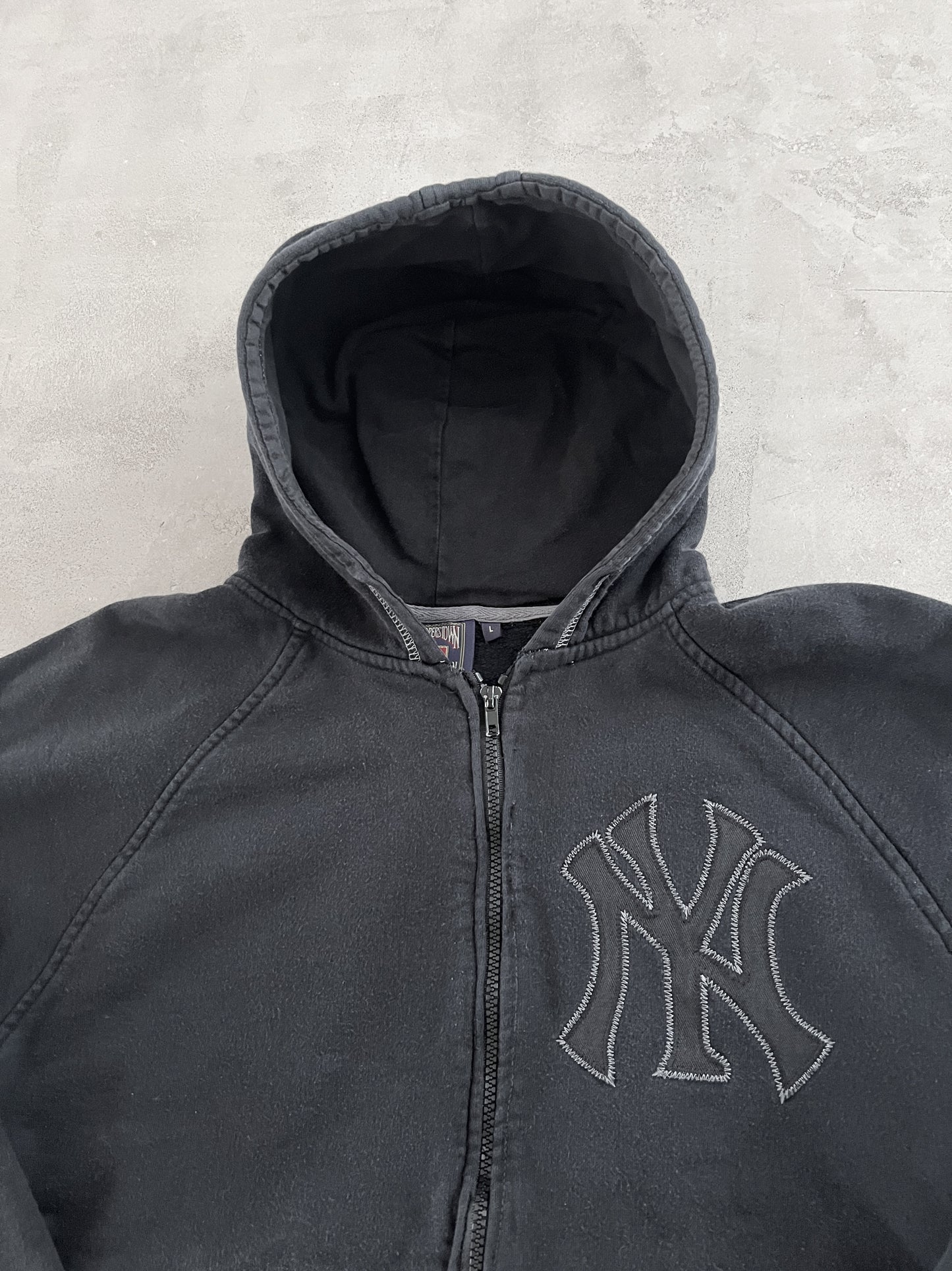 BLACK YANKEES MLB ZIP UP HOODIE - 2000S - M