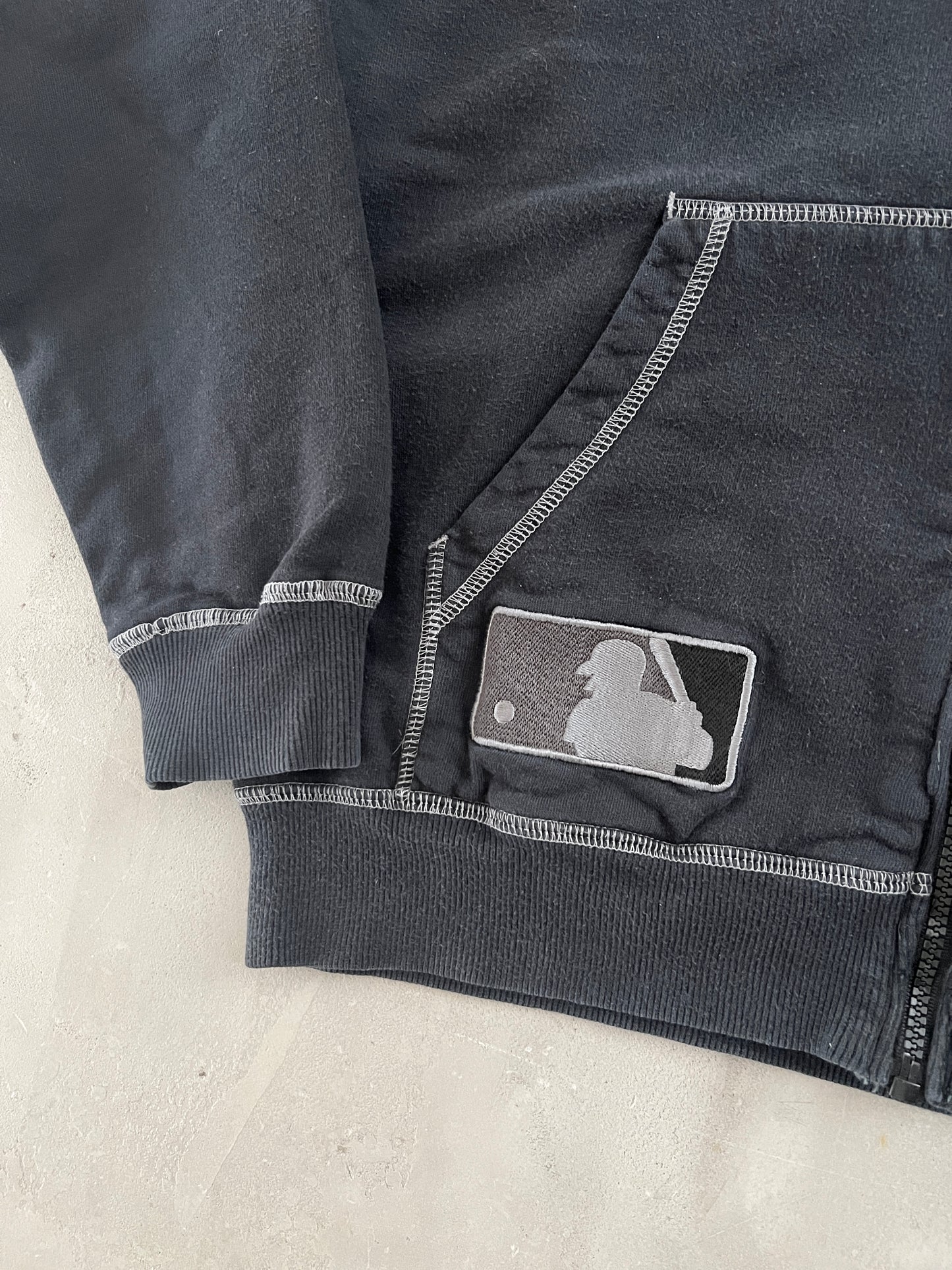 BLACK YANKEES MLB ZIP UP HOODIE - 2000S - M