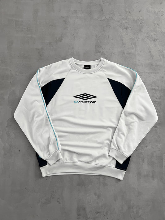 WHITE/BABY BLUE UMBRO SWEATER - 2000S - L