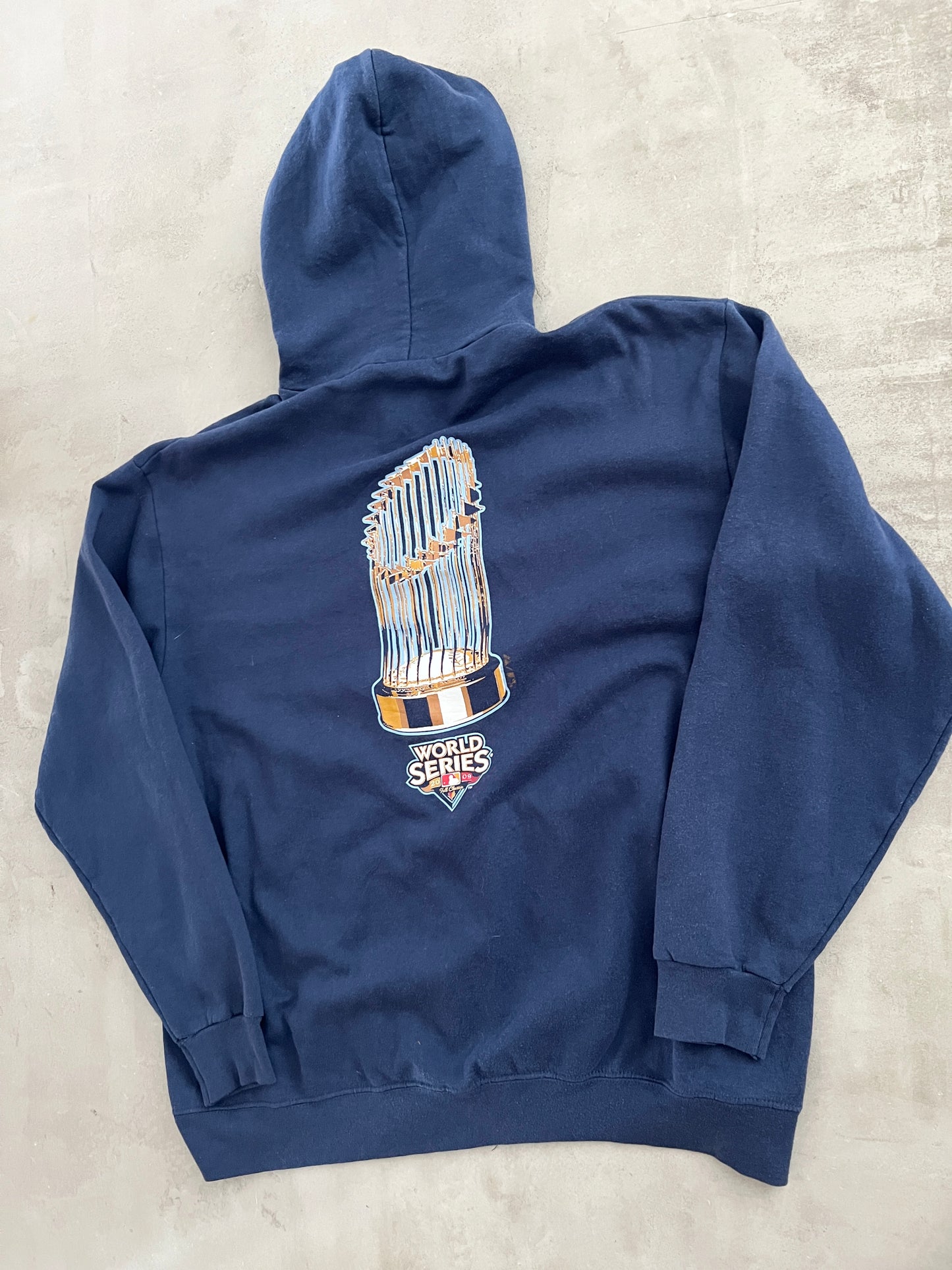 NAVY YANKEES ZIP UP HOODIE - 2000S - XL