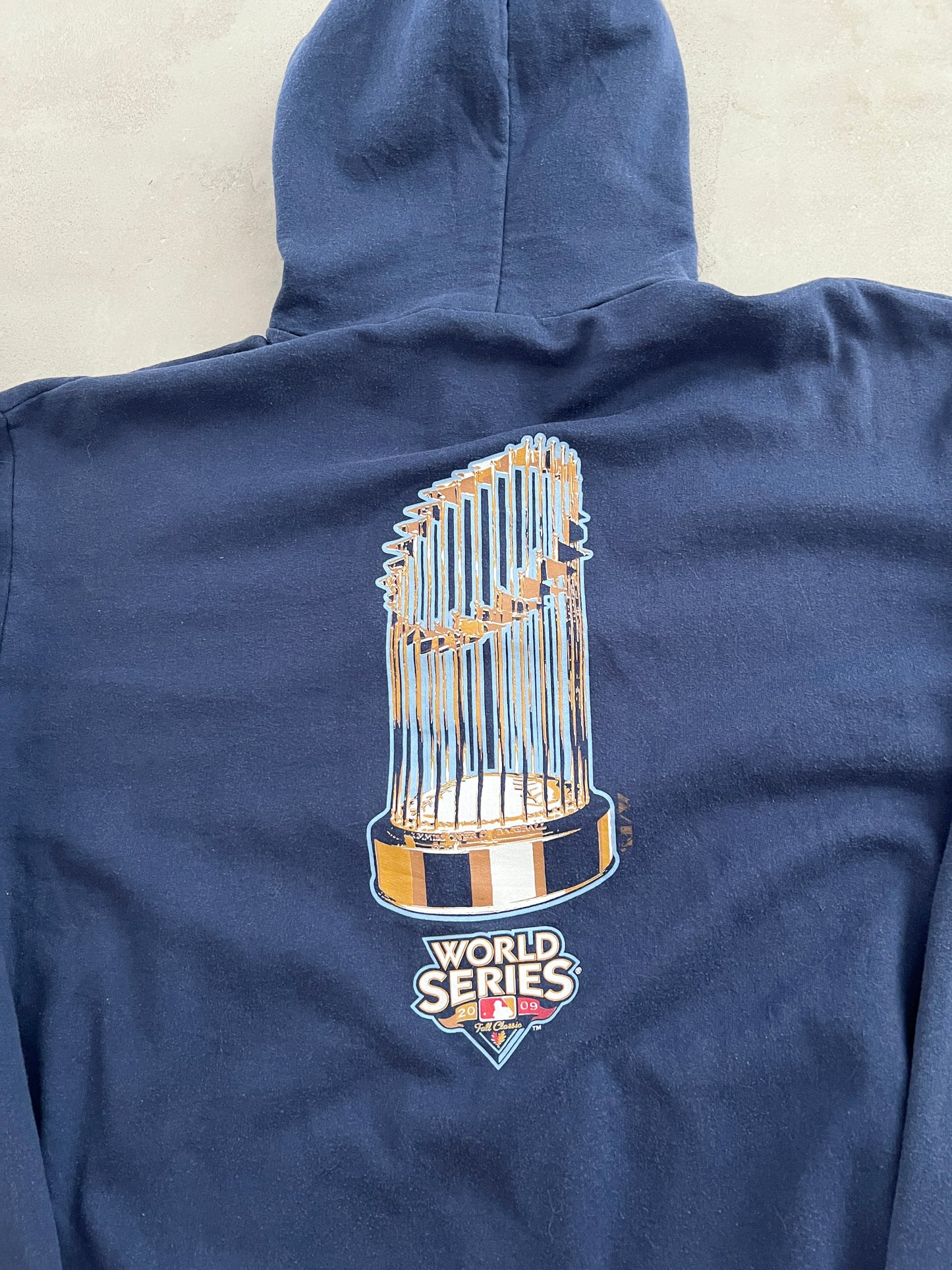 NAVY YANKEES ZIP UP HOODIE - 2000S - XL