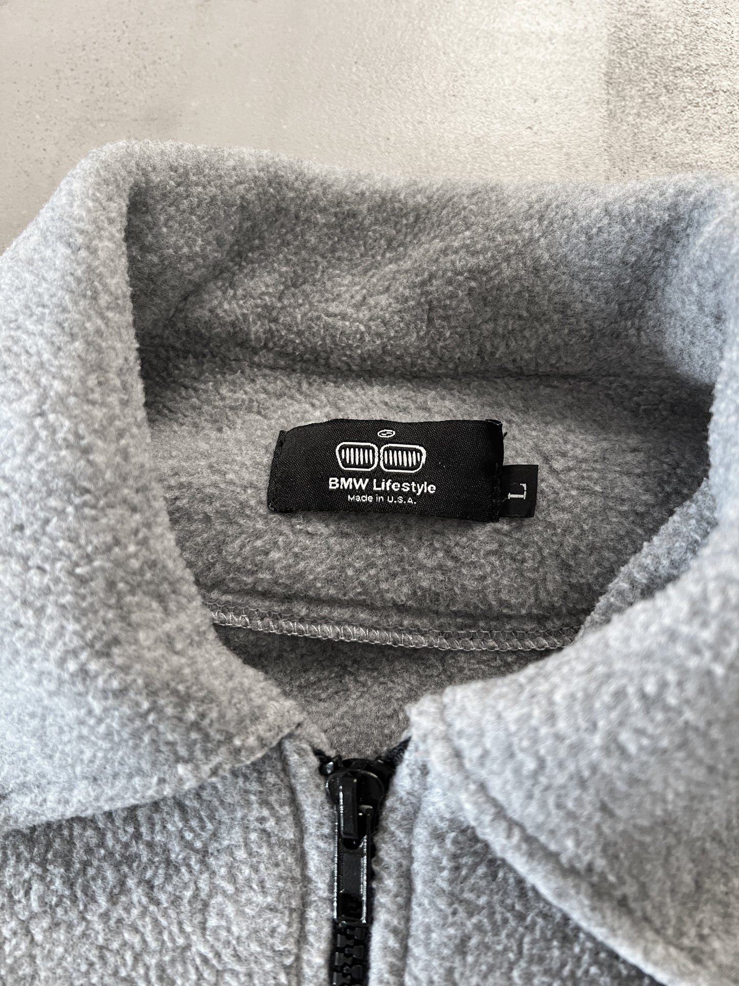GREY/BLACK BMW FLEECE JACKET - 2000S - L