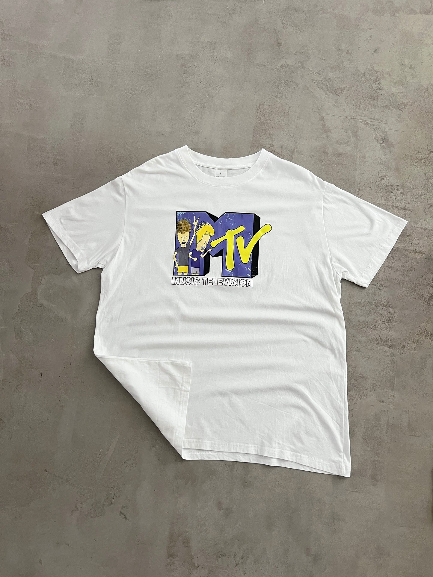 WHITE MTV PROMO TEE - 2000S - L/XL