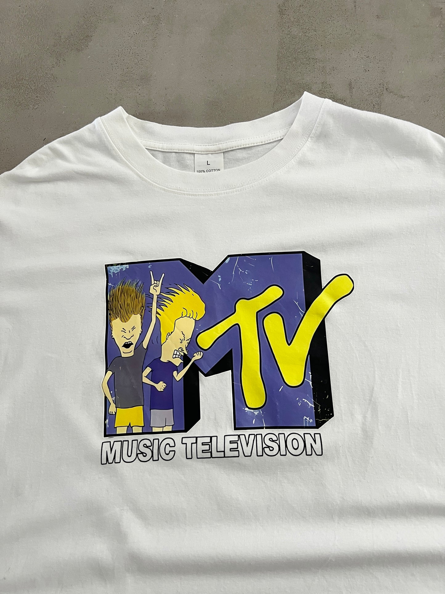 WHITE MTV PROMO TEE - 2000S - L/XL