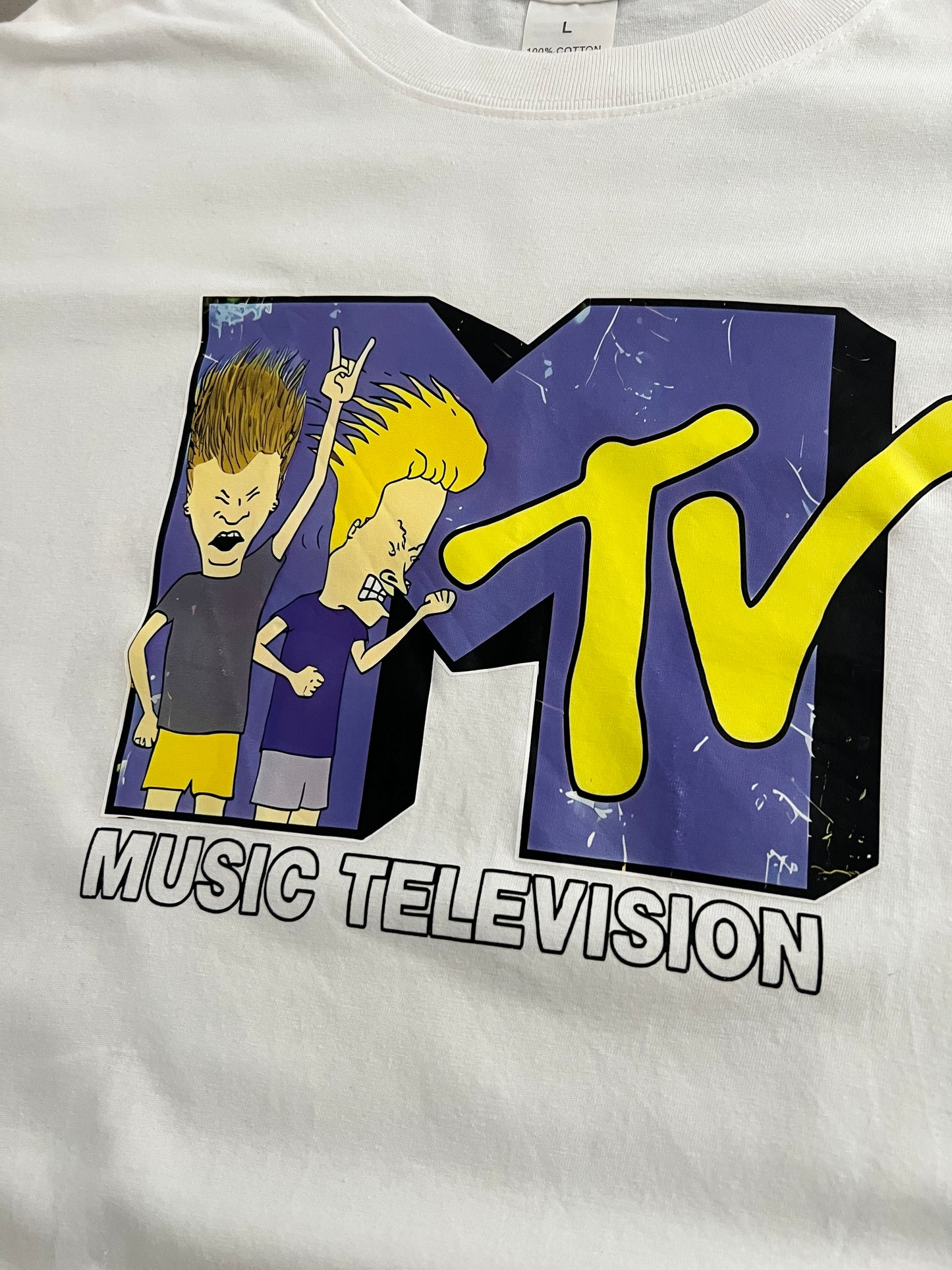 WHITE MTV PROMO TEE - 2000S - L/XL