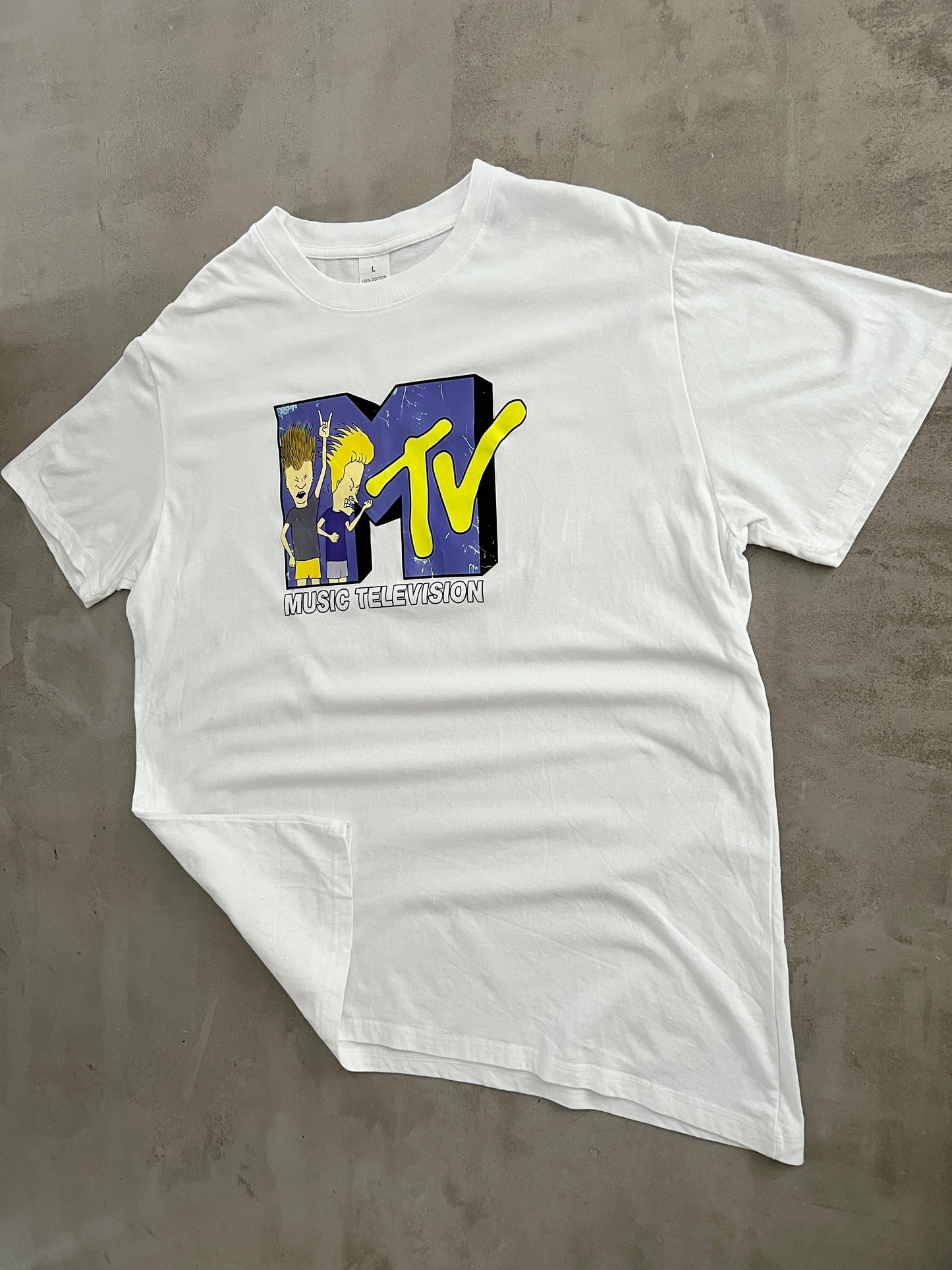 WHITE MTV PROMO TEE - 2000S - L/XL
