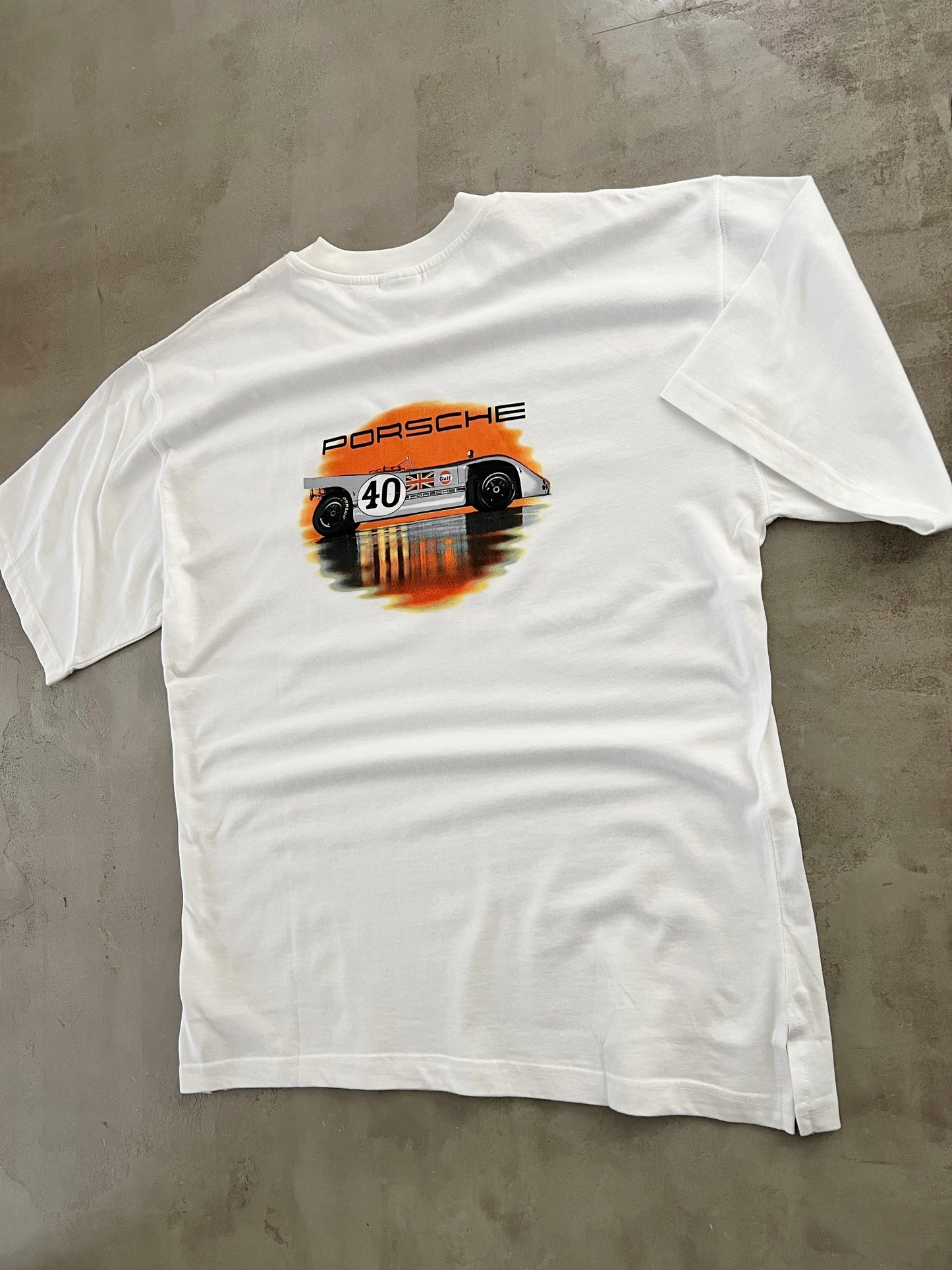 WHITE PORSCHE TEE - 1990S - XXL/XL