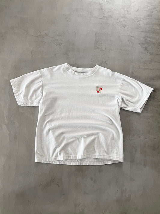 WHITE PORSCHE TEE - 1990S - M/L